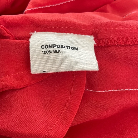 $495 Silk LOVEBIRDS Dress Contrast Stitching Orange Zipper Midi Dress Size Small - Picture 3 of 11